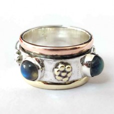 Natural Labradorite spinner Silver Ring